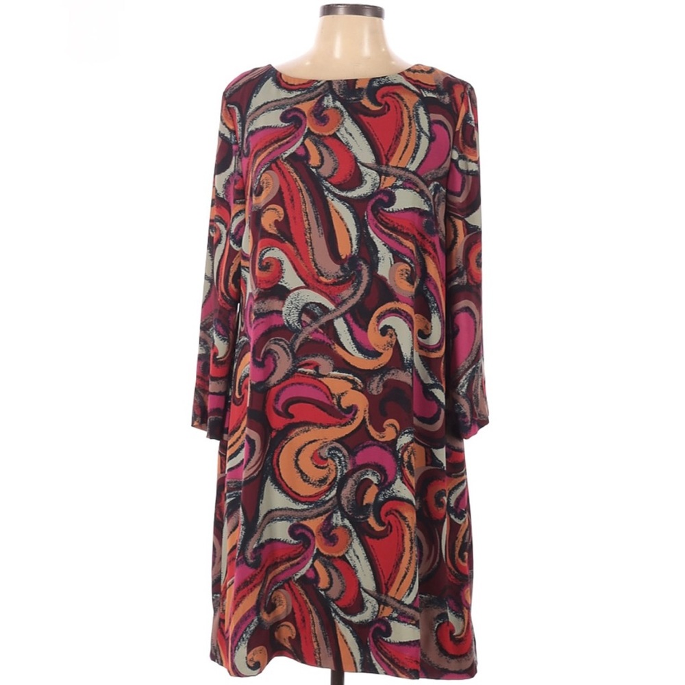 Anthropologie Maeve Flavia Dress Multicolor Swirl Shift Lined Women’s Large L